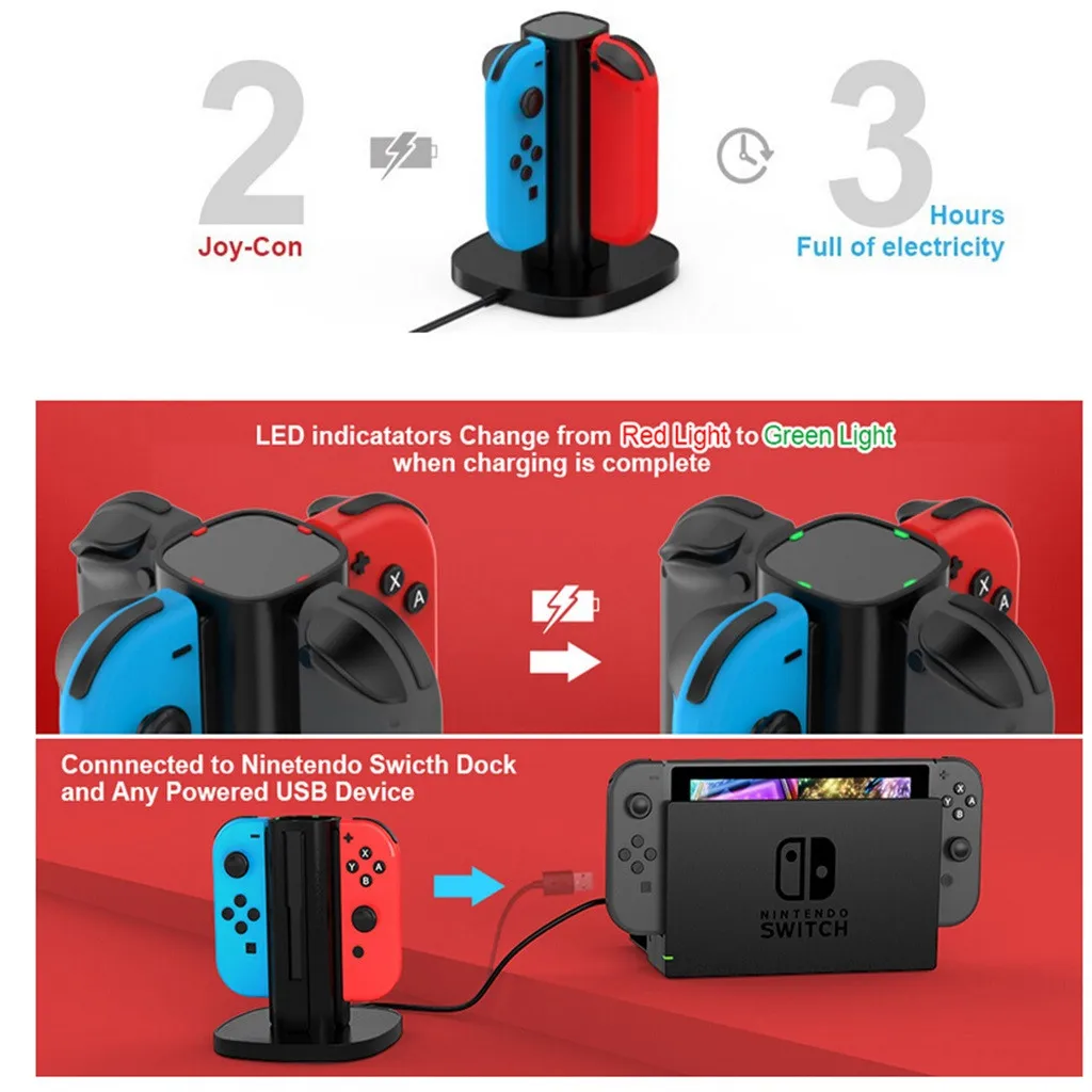 

Charger For Nintend Switch Joy Con Charging Dock Station Charger With LED Indication For Nintendo switch Joy-Con Charger Dock