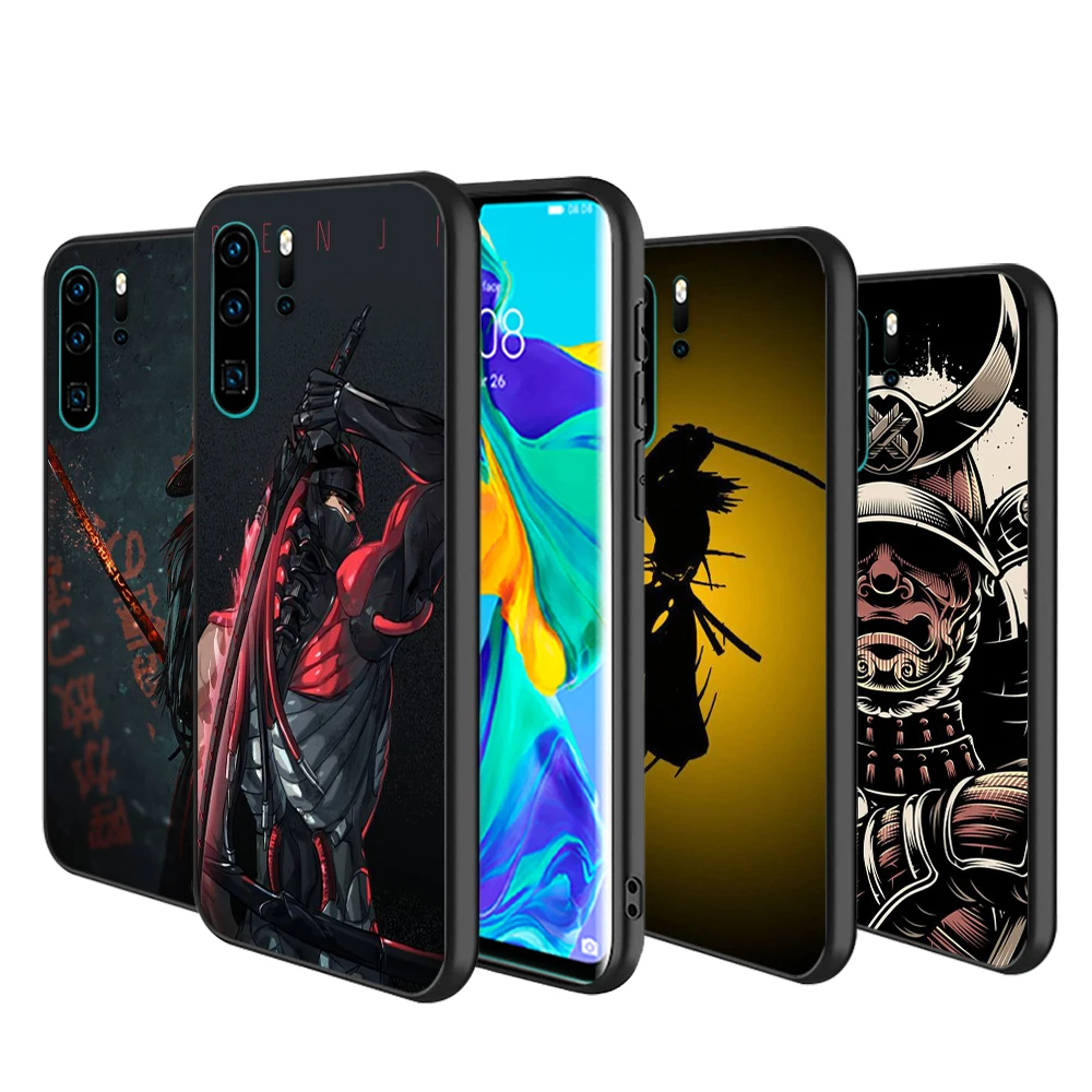 

For Huawei Mate 10 20 X 5G 30 40 RS Lite P Smart Pro Plus 2018 2019 2020 2021 Z S Japanese Samurai Art Black Phone Case