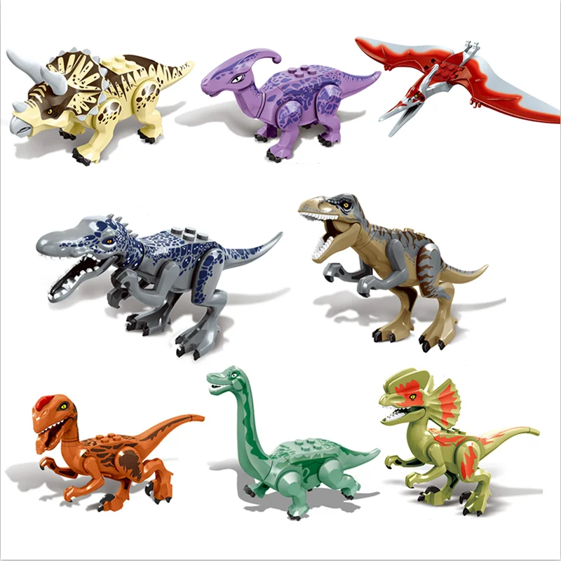 8 шт. Юрского периода серии динозавров Велоцираптор indominius Rex Baryonyx DIY фигурки