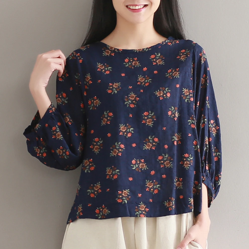 Женская Повседневная Свободная богемная Футболка с принтом уличная хлопковая