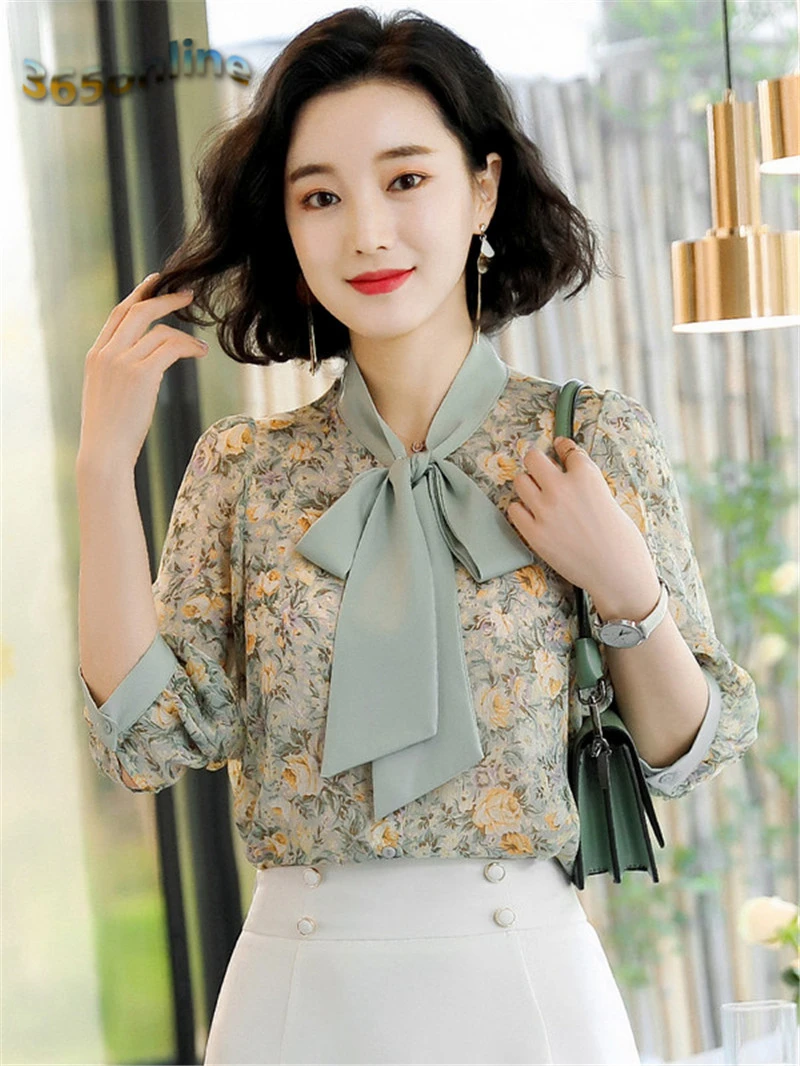 Новинка Цветочные блузки рубашки для женщин деловая рабочая одежда половина