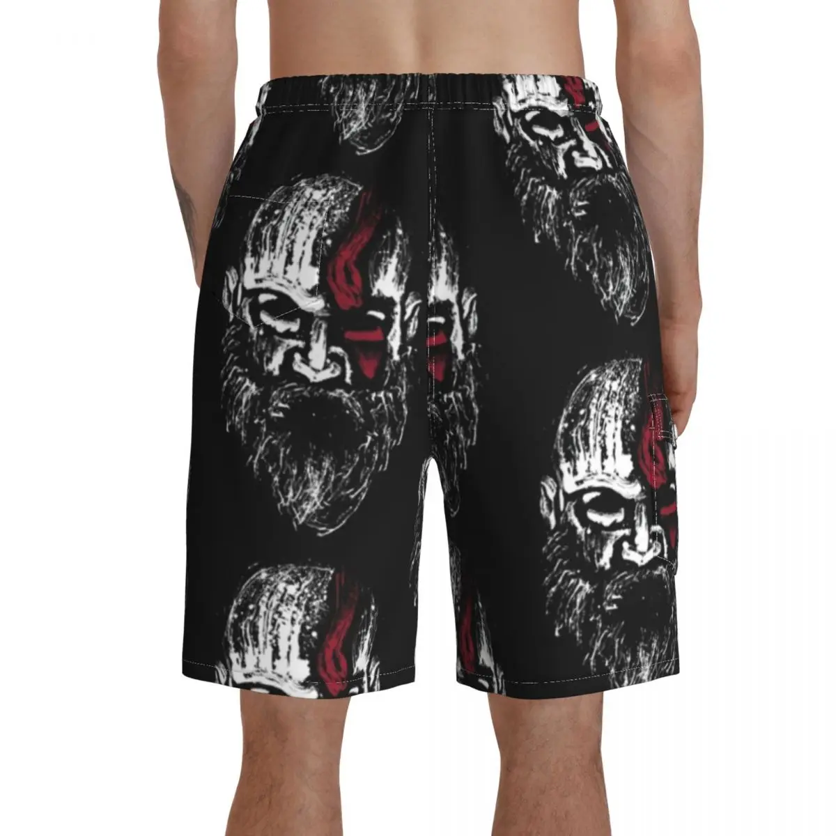 

God Of War Board Shorts Men Beach Swimming Trunks Polyester Funny Swim Trunks