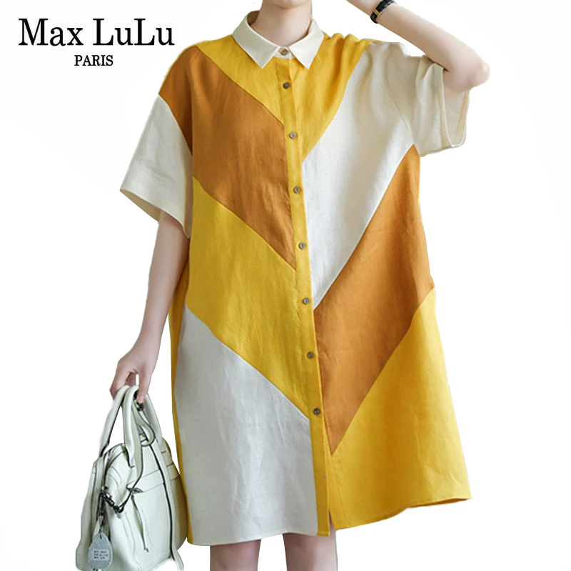 Max LuLu 2020 новые корейские модные летние женские топы и блузки льняные длинные