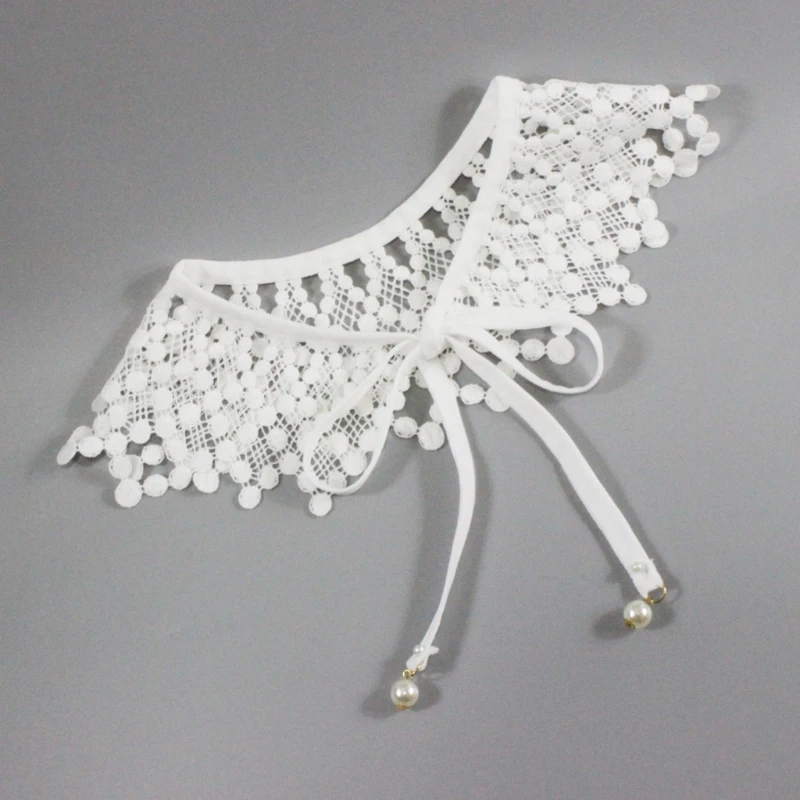 

Embroidery Lace Big Shawl Fake Collar Crochet Rhombus Plaid Decorative Necklace M7DD