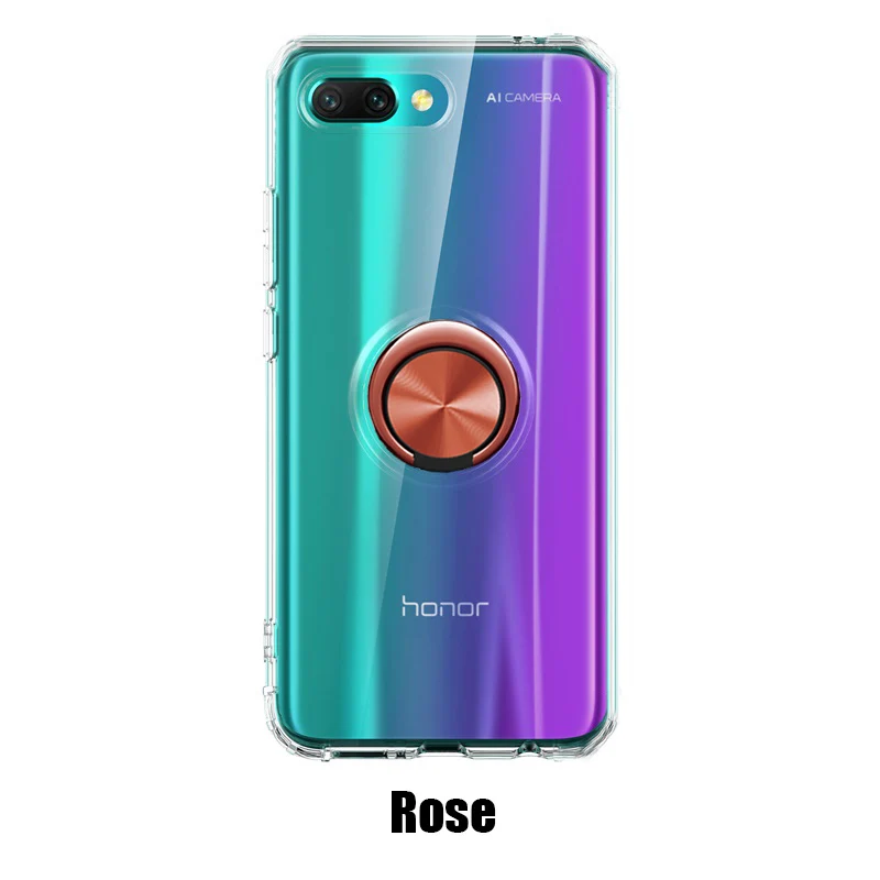 Роскошный чехол для телефона s для huawei honor 10 чехол Прозрачная мягкая силиконовая защита из ТПУ кольцо магнетизм чехол для honor 10 Coque - Цвет: Rose