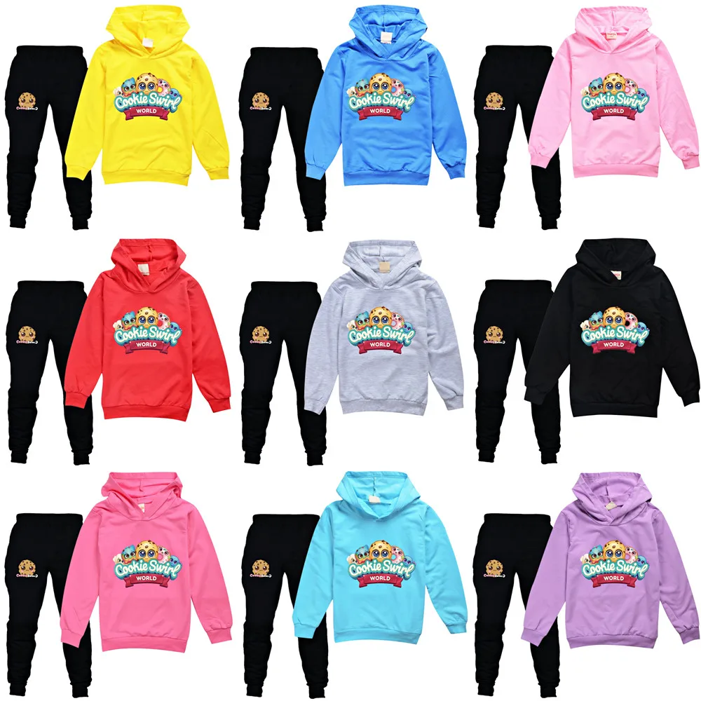 

COOKIE Neutral Kid Hoodies Pants Set Girls Hoody Trouser Suit Long Sleeve Sweater Tops Boy tshirts Clothes