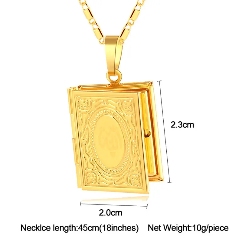 Золотое ожерелье в мусульманском стиле мусульманское виде книги Корана открытое