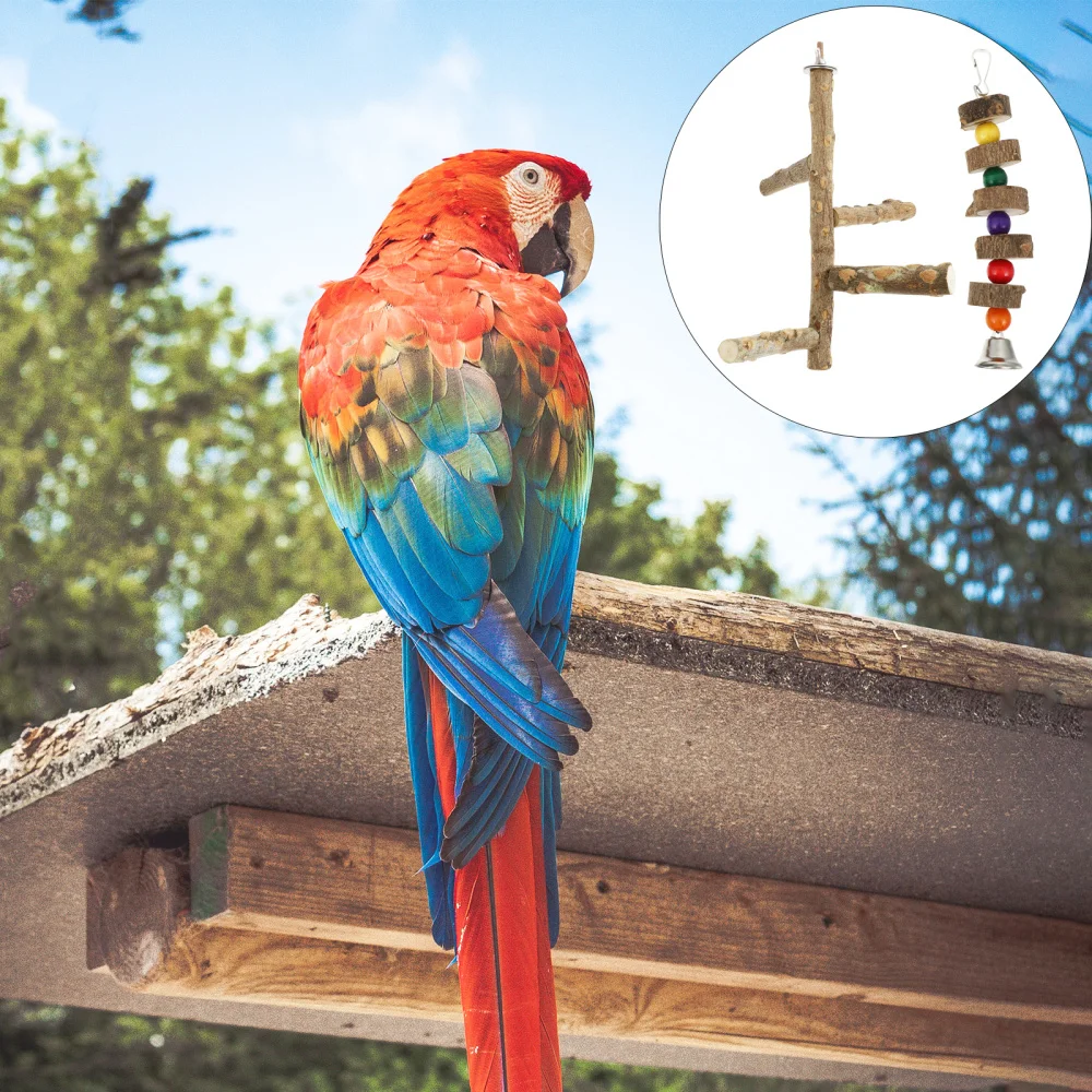 

2pcs Bird Wood Stand Perch Parrot Climbing Standing Pole Creative Bird Toys