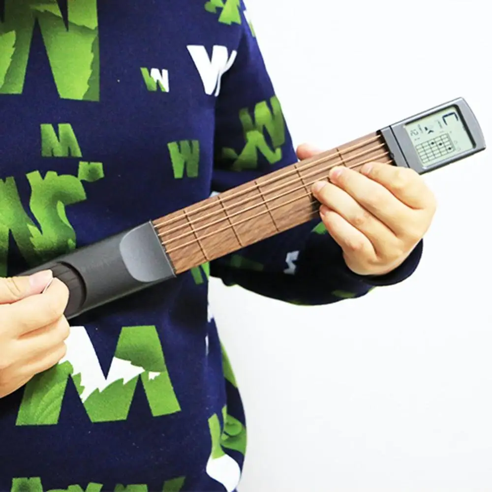 Pocket Guitar Wood+Plastic Portable With Screen Display Finger Exerciser Train Practice Tool For Beginners | Спорт и развлечения