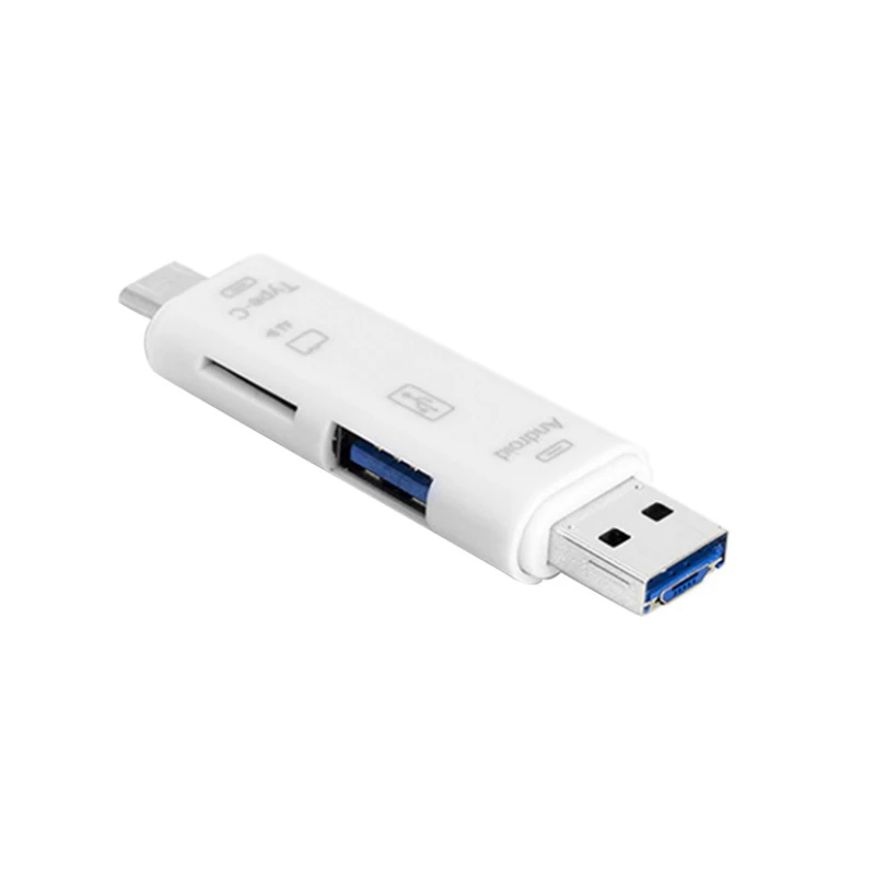 Белый Высокоскоростной Многофункциональный 3 в 1 тип-c микрон USB OTG кардридер с TF кардридером для huawei Mate9 Meizu Xiaomi - Цвет: Белый