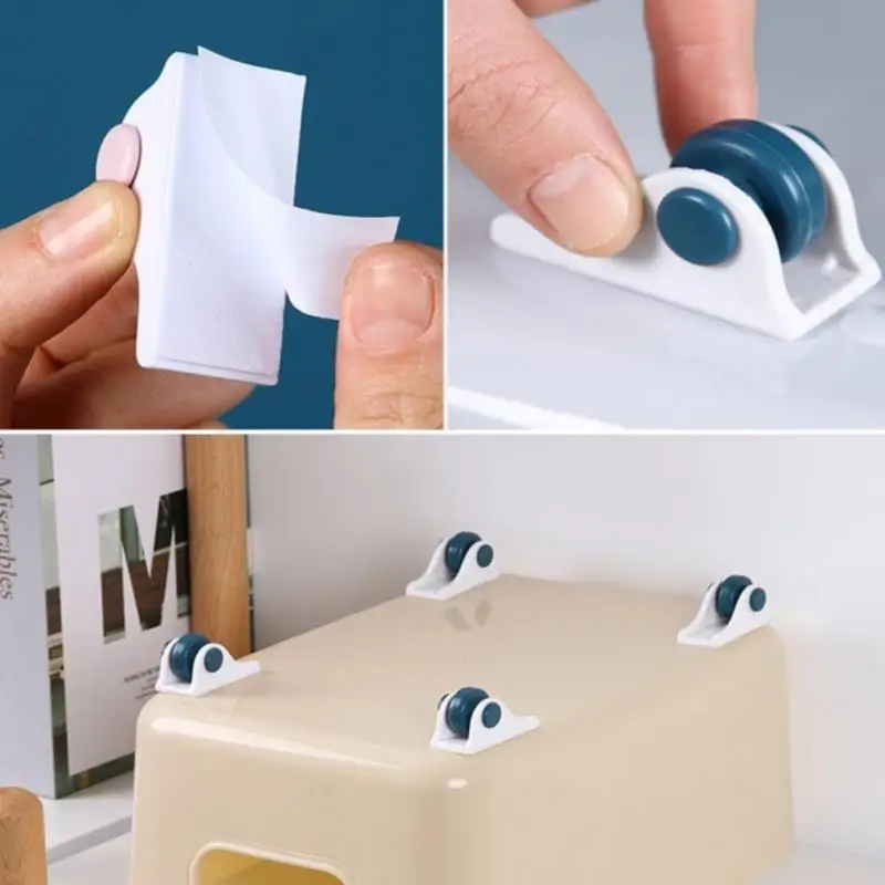 

4PCS Adhesive Self Casters Pulley Rollers for Cabinet Drawer Storage Box Trash Home Directional Pulley Wheels