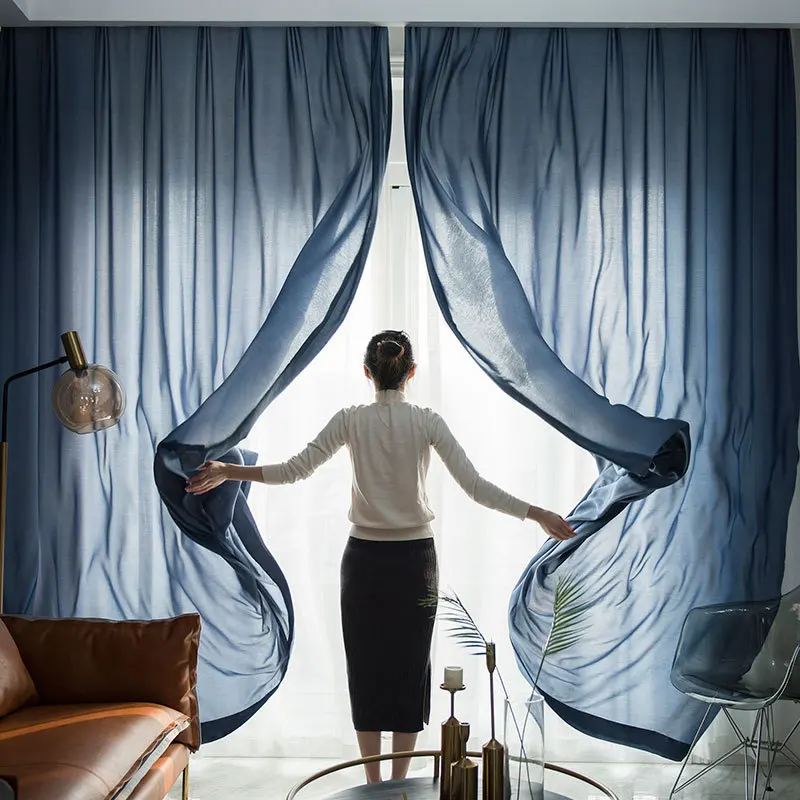 Современные Плотные шифоновые тканевые оконные шторы для гостиной спальни темно