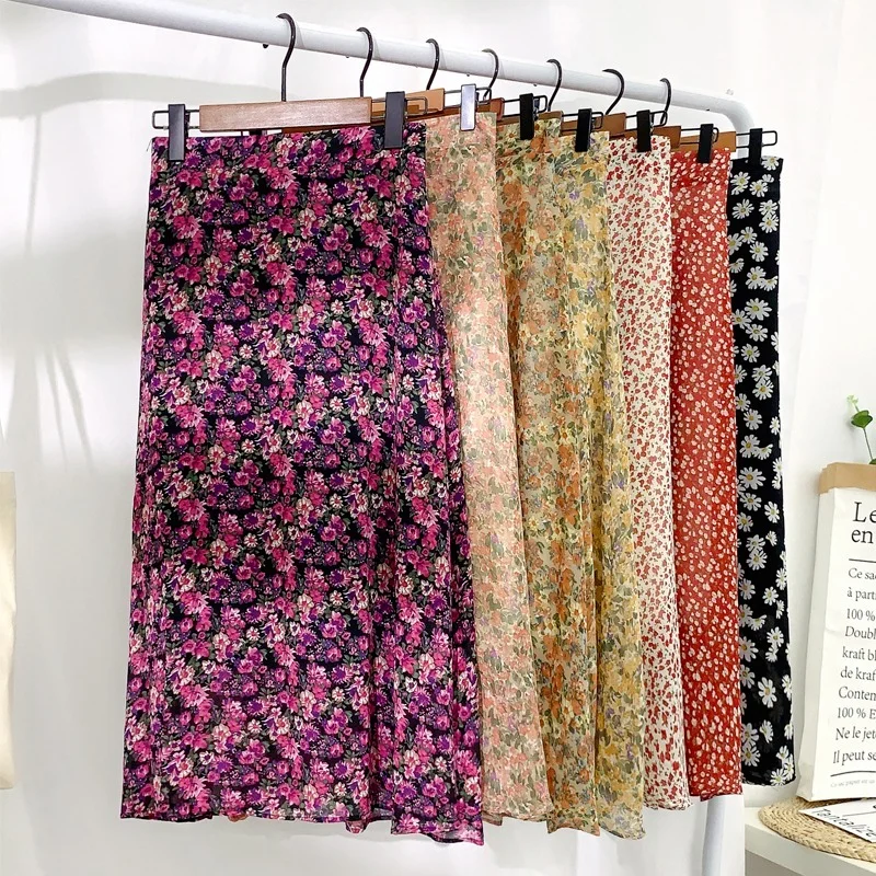 Женские юбки летнее шифоновое пляжное платье Boho Maxi Женская юбка с высокой талией