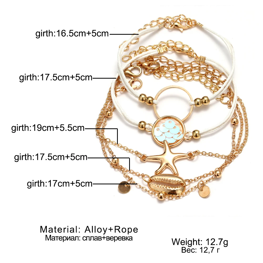 FAMSHIN Бохо ракушка Морская звезда Бусы цепочка браслет набор для женщин 2020 золотой