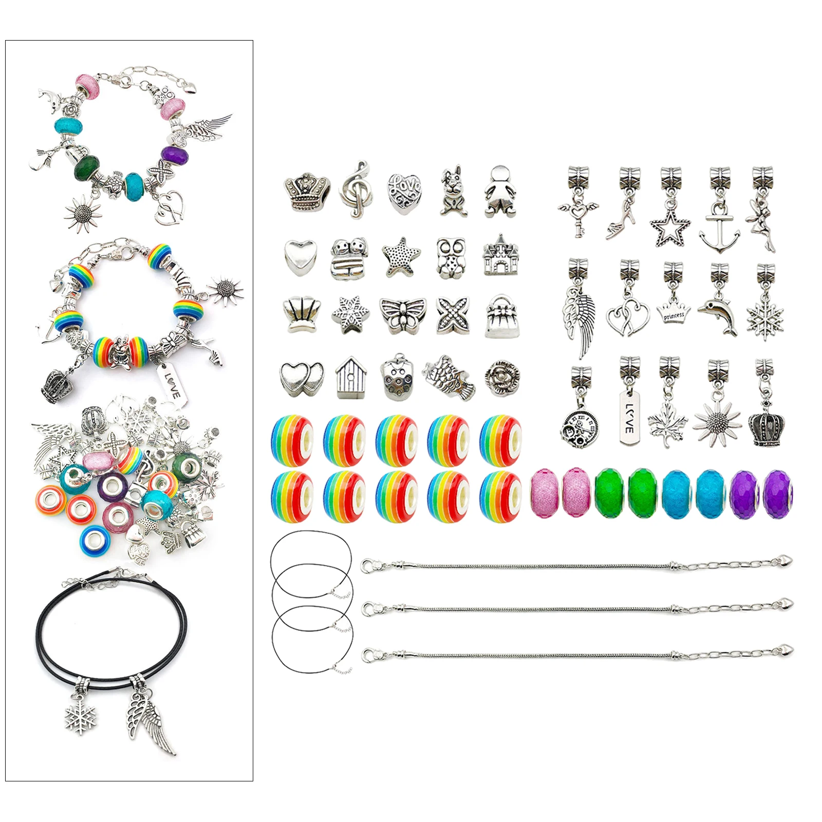 

Girls Kids Fashion DIY Bracelet Making Kit Charm Pendant Snake Chain Jewelry Making Supplies Bead Jewelry Set for Woman Teens