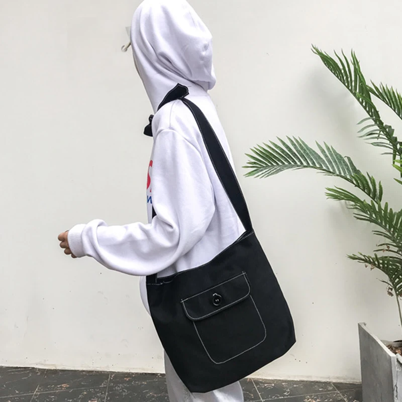 

New Fashion Women Canvas Shoulder Bag Casual Wild Crossbody Handbag Large-capacity Travel Shopping Tote Bolsa Sipmle Soulder Bag