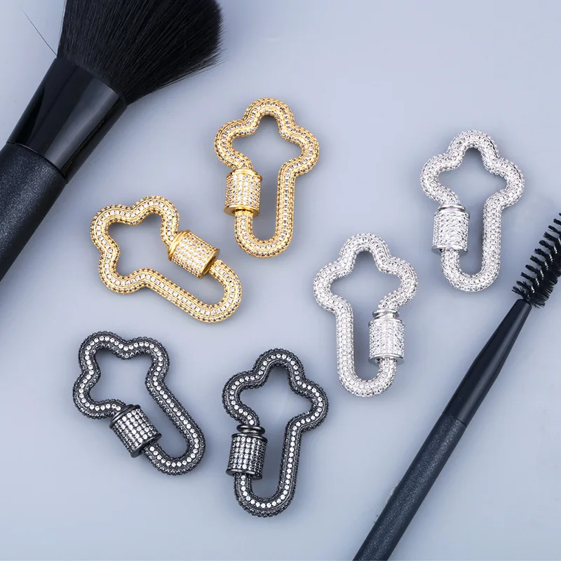 OCESRIO Gold Charms Carabiner Pendant Jewelry Bracelet Necklaces Floating Women CZ s DIY Making chm-a02 | Украшения и аксессуары