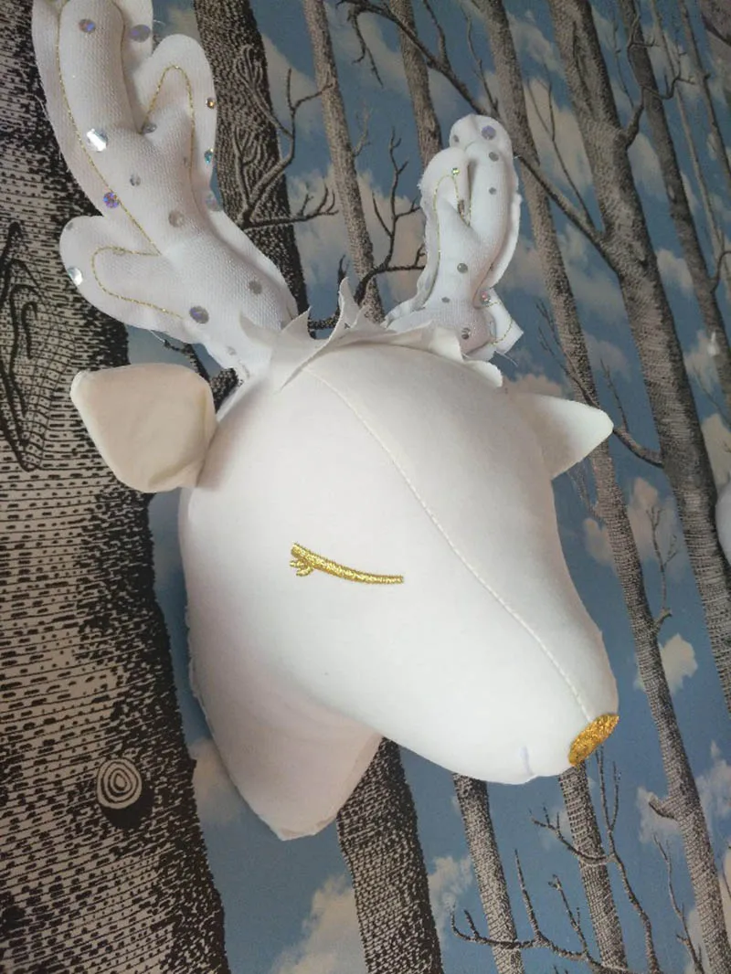Нордический единорог, мягкие игрушки, голова животного, настенные крепления, Декор, 3D голова оленя, настенная подвеска, искусство, детская комната, украшение стены, Рождественский подарок