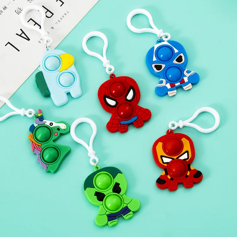 

Trendy key chain Movie Superhero double silicone bag pendant relief toy