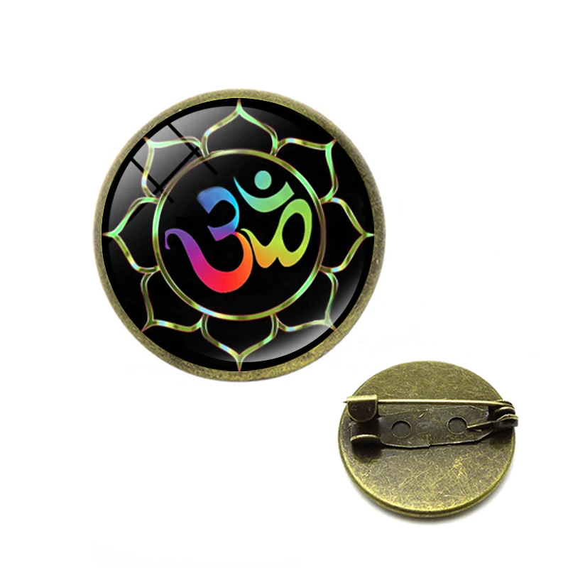 Ретро Ом АУМ символ Мандала Броши Булавки буддийский Йога стекло кабошон