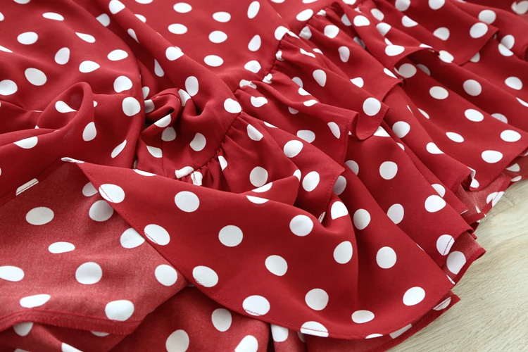 Рубашка женская винтажная с рукавом-фонариком и принтом в горошек | Женская