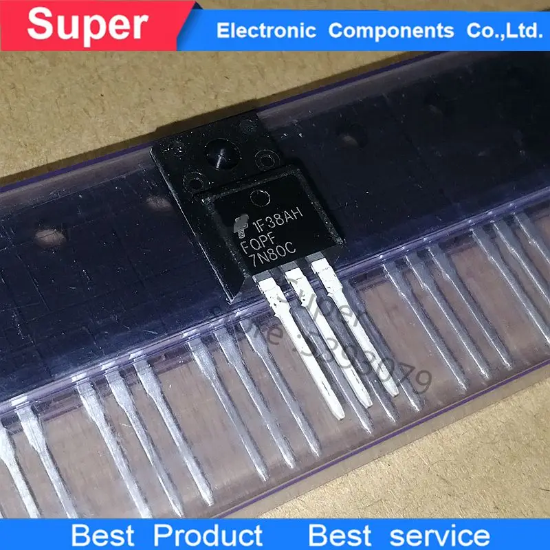 Оригинальный транзистор nuevo 10 unids/lote MOSFET FQPF7N80C FQP7N800C 7N80 7A800V TO-220F 100% | Электроника
