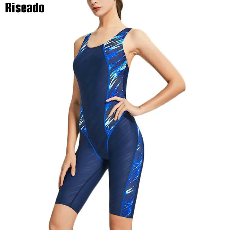 

Riseado One Piece Swimsuit 2021 Sport Swimwear Women Racer Back Competitive Swim Wear Boyleg Patchwork Swimming Suits for Women