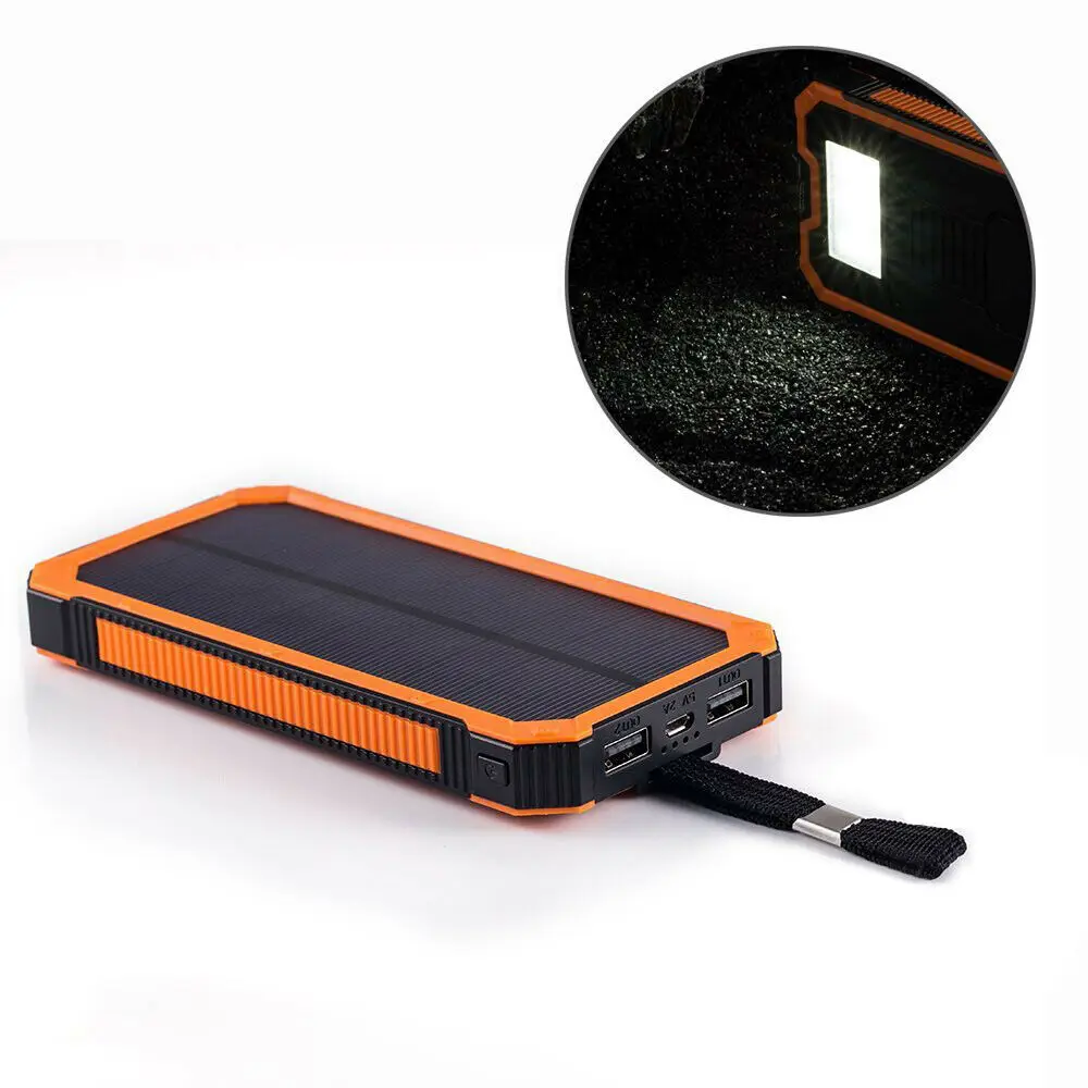 

2000000mAh Solar Power Bank Case Waterproof 2 USB LED Battery Portable Mobile Phone Charger Case For Xiaomi Samsung IPhone