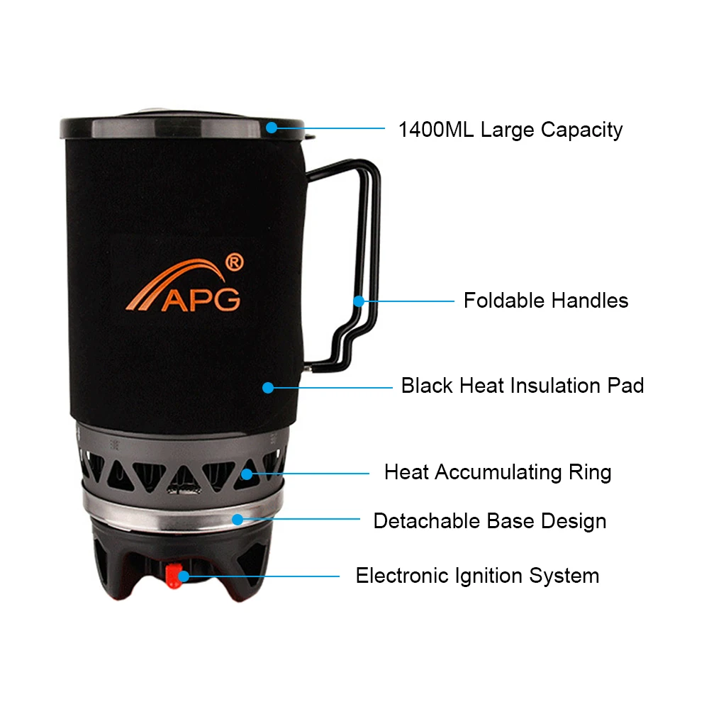 Плита для кемпинга алюминиевая газовая горелка уличная посуда 1400 мл горшок