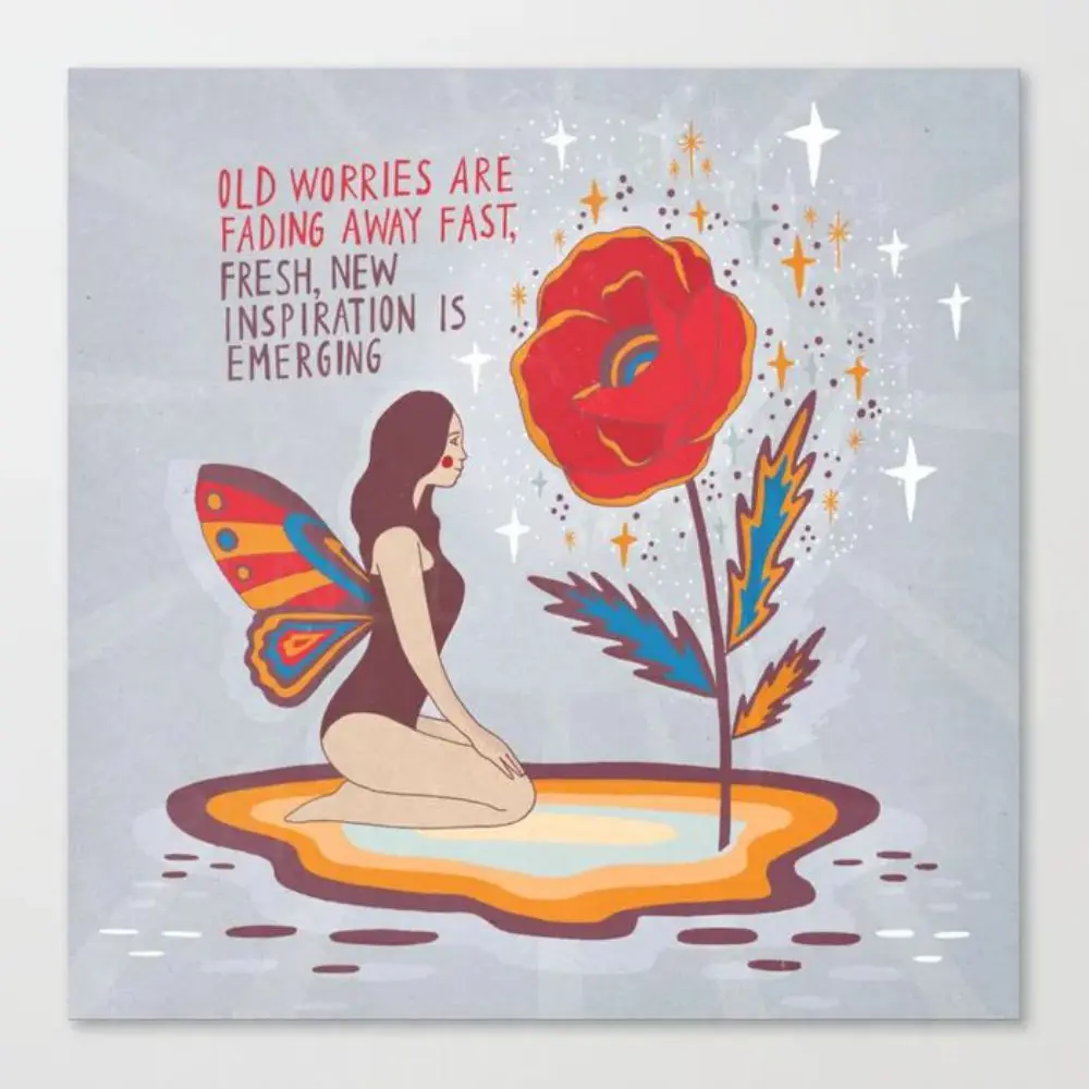HD Home Decoration Butterfly Girl Canvas Prints Painting Rose Flower Poster Wall Modern Art Modular Pictures For Bed Room Frame