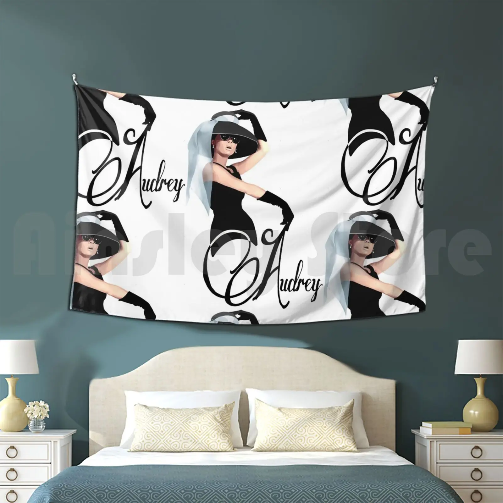 

Audrey Hepburn-Little Black Dress Tapestry Living Room Bedroom Audreyhepburn Audrey Hollygolightly Fashion Vintage