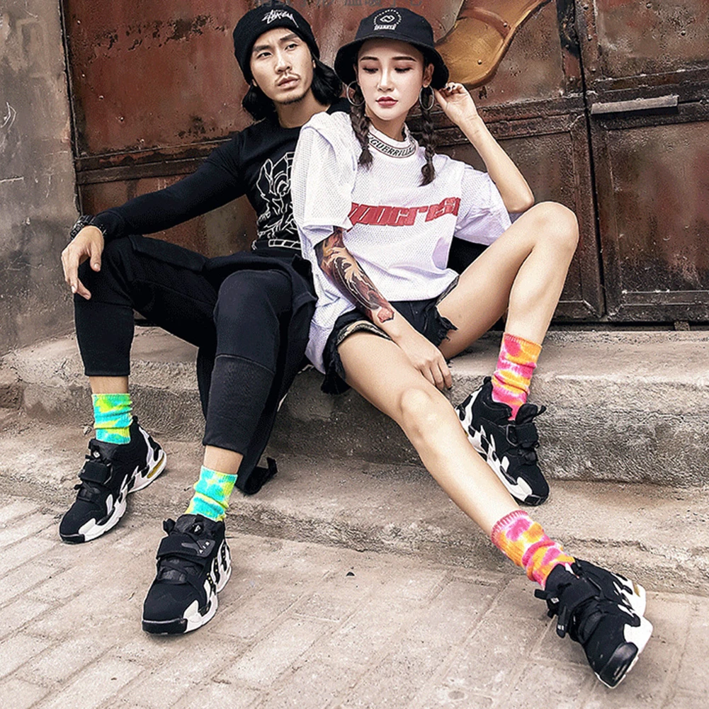 1 пара женские и мужские модные хлопковые носки цветные с галстуком краской