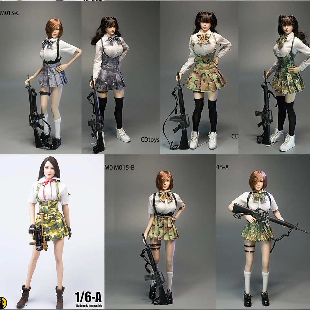 

Cdtoys TYM106/M015/M014 1/ 6 Female Soldier Tactical Python Uniform Skirt Pleated Skirt Suit Digital Camouflage Armed Skirt