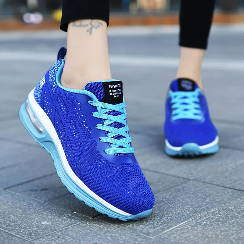 

Women Tennis Shoes Air Cushion Red Sports Shoes High Heels Mesh Lace-up Female Sock Footwear Outdoor Thick Bottom Women Sneakers