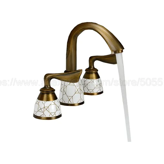 Античная латунь ванная комната кран для горячей и холодной смеситель раковины с
