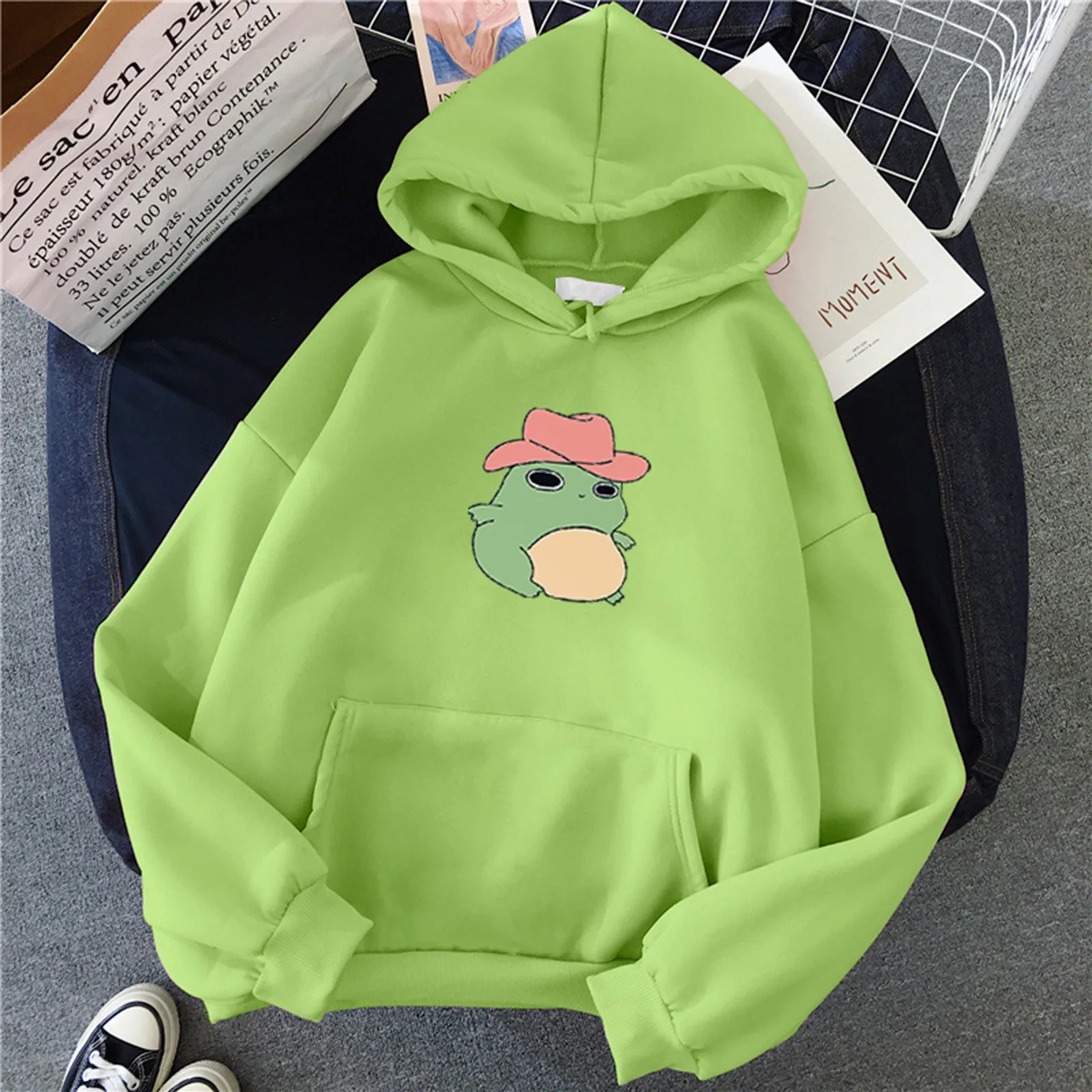 Women Hoodie Girl Autumn 90s Harajuku Fashion New Stitching Cute Plus Velvet Long-sleeve Hooded Sweatshirt Top Sudaderas
