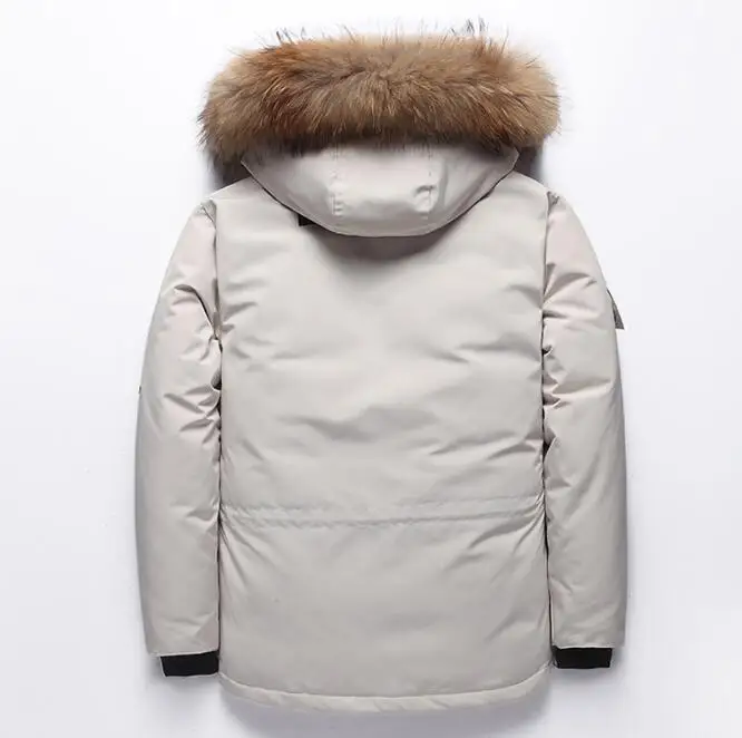 90% пуховики мужские зимние куртки модные толстые теплые парки меховые белые на