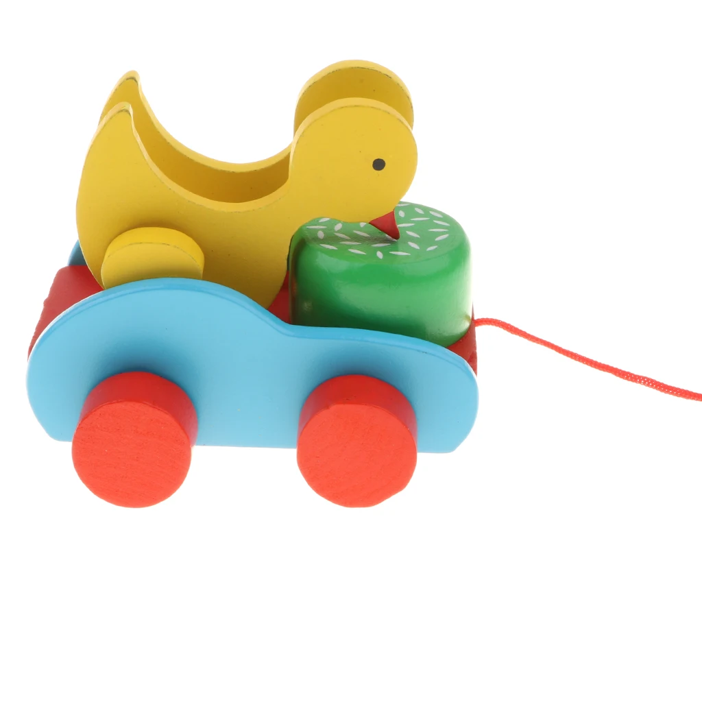 

Baby Developmental Wooden Pull String Walk-A-Long Duck Peck Rice Toy Gifts