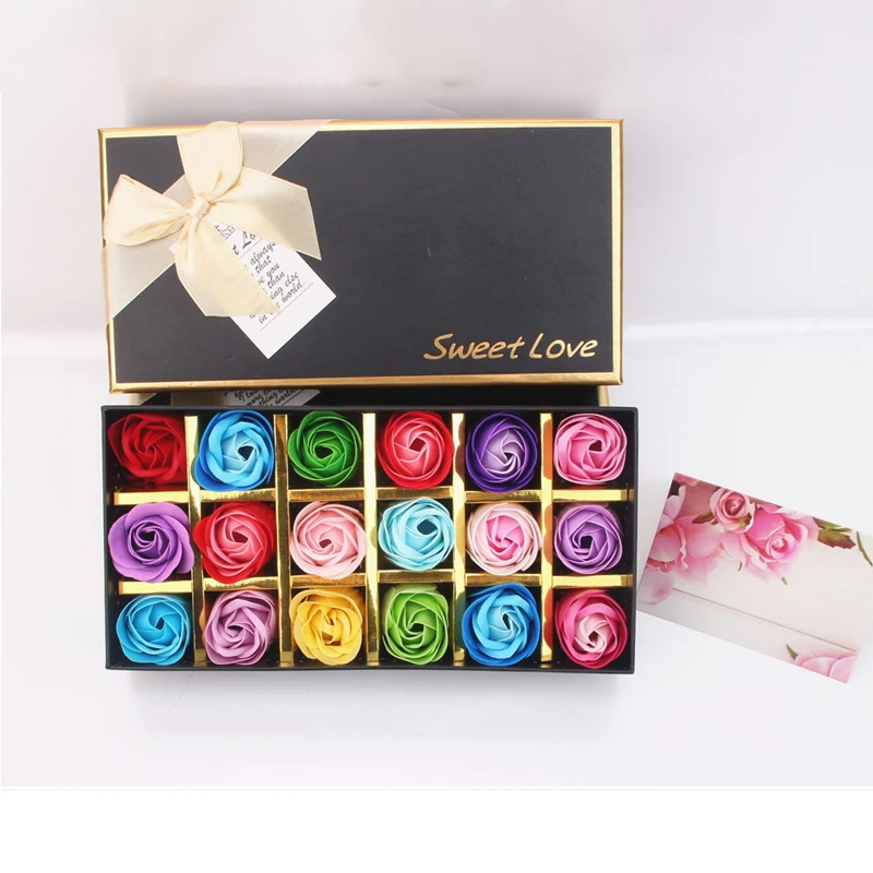 Мыло с ароматизированными цветами розы в подарочной коробке 18 шт. | Дом и сад