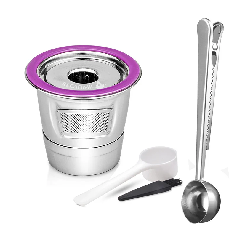 Sets Plastics Spoons Brush K-Cups For Keurig K200-K560 Stainless Steel Reusable Coffee Capsule Cup Coffeware |