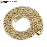 km hip hop cuban chain goldsilver rhinestone necklace fashion jewelry