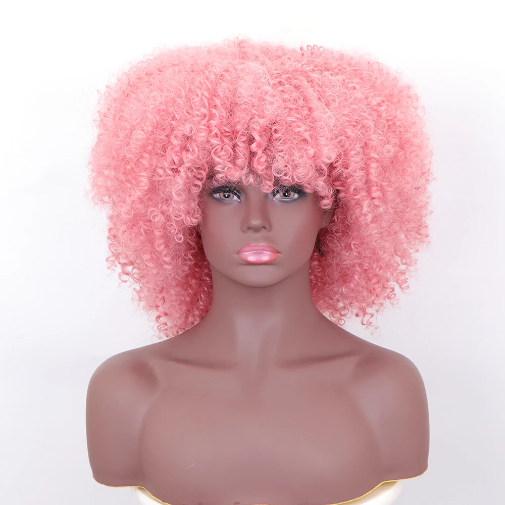 junsi sintetico afro encaracolado curto cabelo misto para as mulheres de alta temperatura