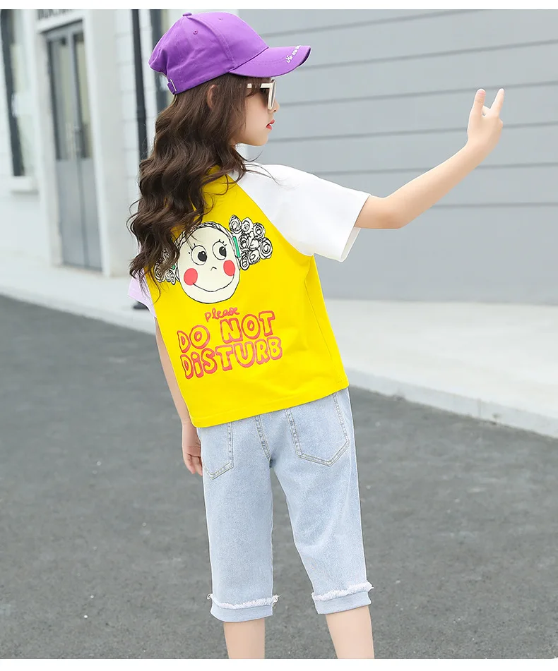 

2021 new summer girls' suit Korean two piece set children's foreign style fashion little girl summer big child