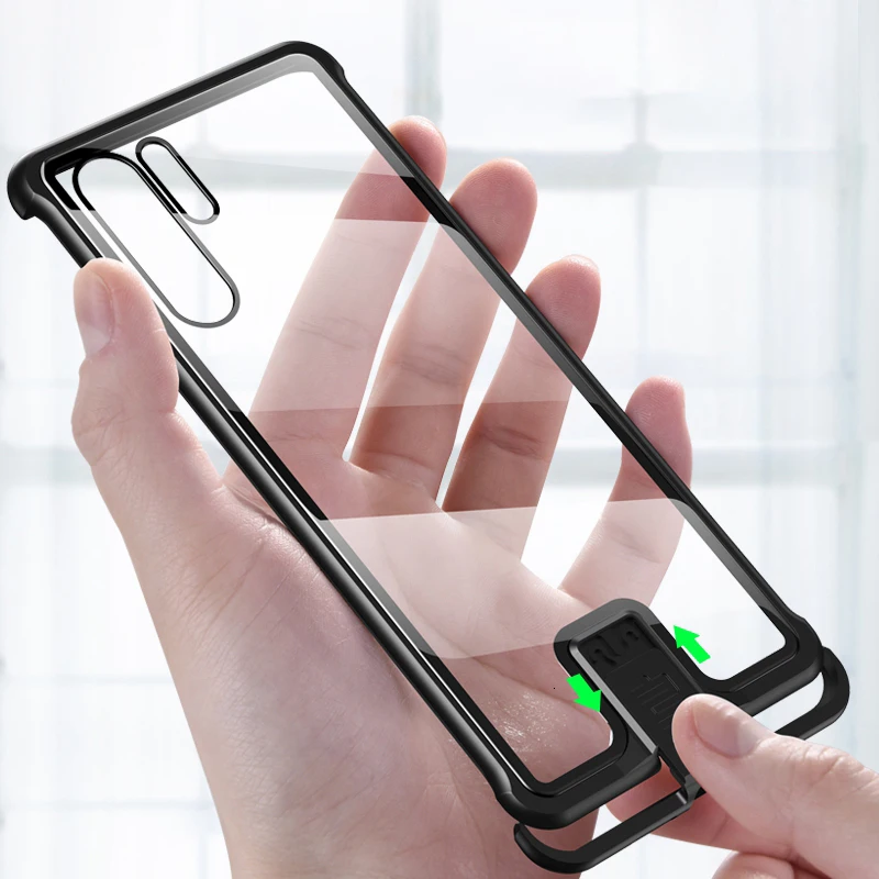 Luxury Metal Tempered Glass Phone Case For Huawei Mate 10 20 30 Lite P20 P30 Pro P Smart Z 2019 Push-pull Protective Cover Coque |