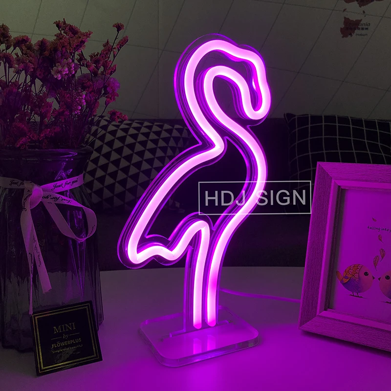 

Flamingo USB Neon Led Night Light Girl's Bedroom Home Bar Cafe Store Party Desk Decor Table Lamp Atmosphere light