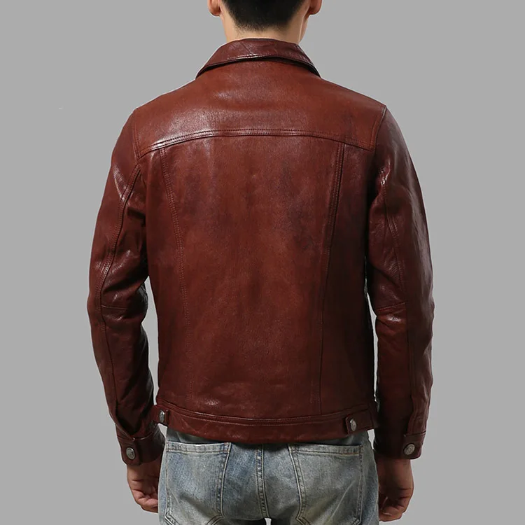 

Free casual arrival.US Genuine Leather jacket.tanned sheepskin clothes.men leather coat.vintage leather clothing.
