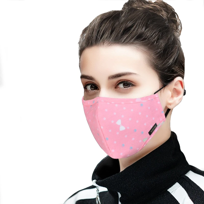 Women pink Чистый хлопок против пыли рот маска для мужчин и женщин ветрозащитный Рот маска бактерии против гриппа Регулируемая смываемая маска для лица многоразовые - Цвет: Women pink