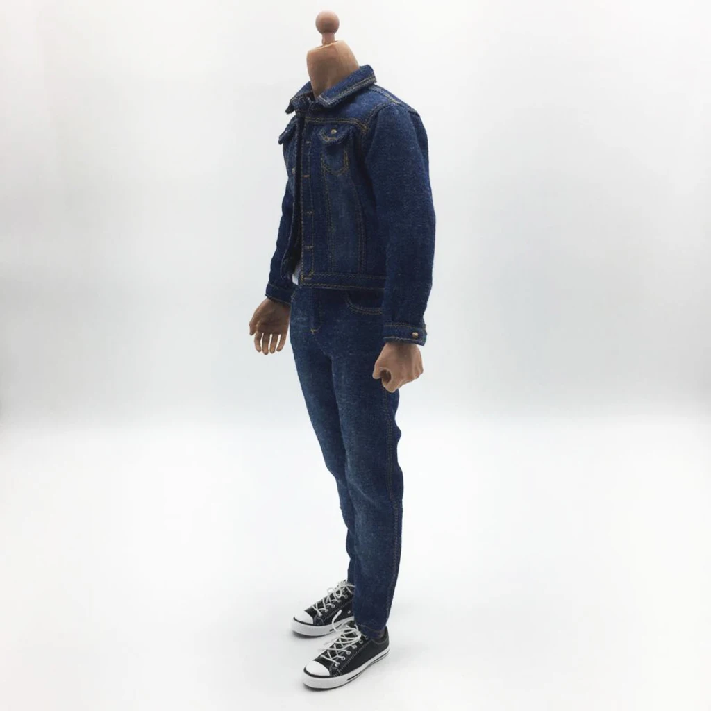 

1/6 Male Action Figure Body Clothes Denim Jeans Coat for 12'' Dolls