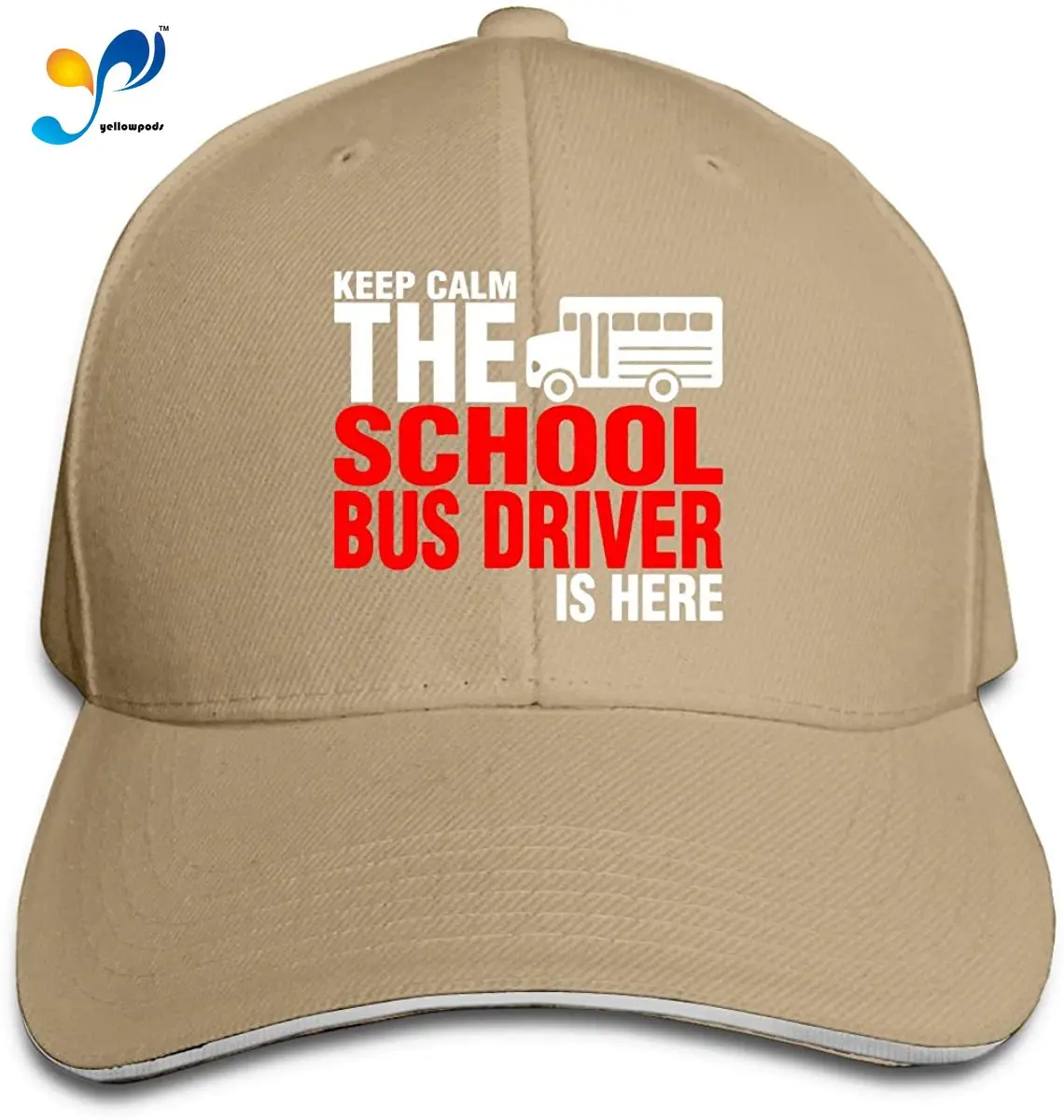 

Keep Calm The School Bus Driver is Here Adjustable Sandwich Cap Baseball Cap Casquette Hat