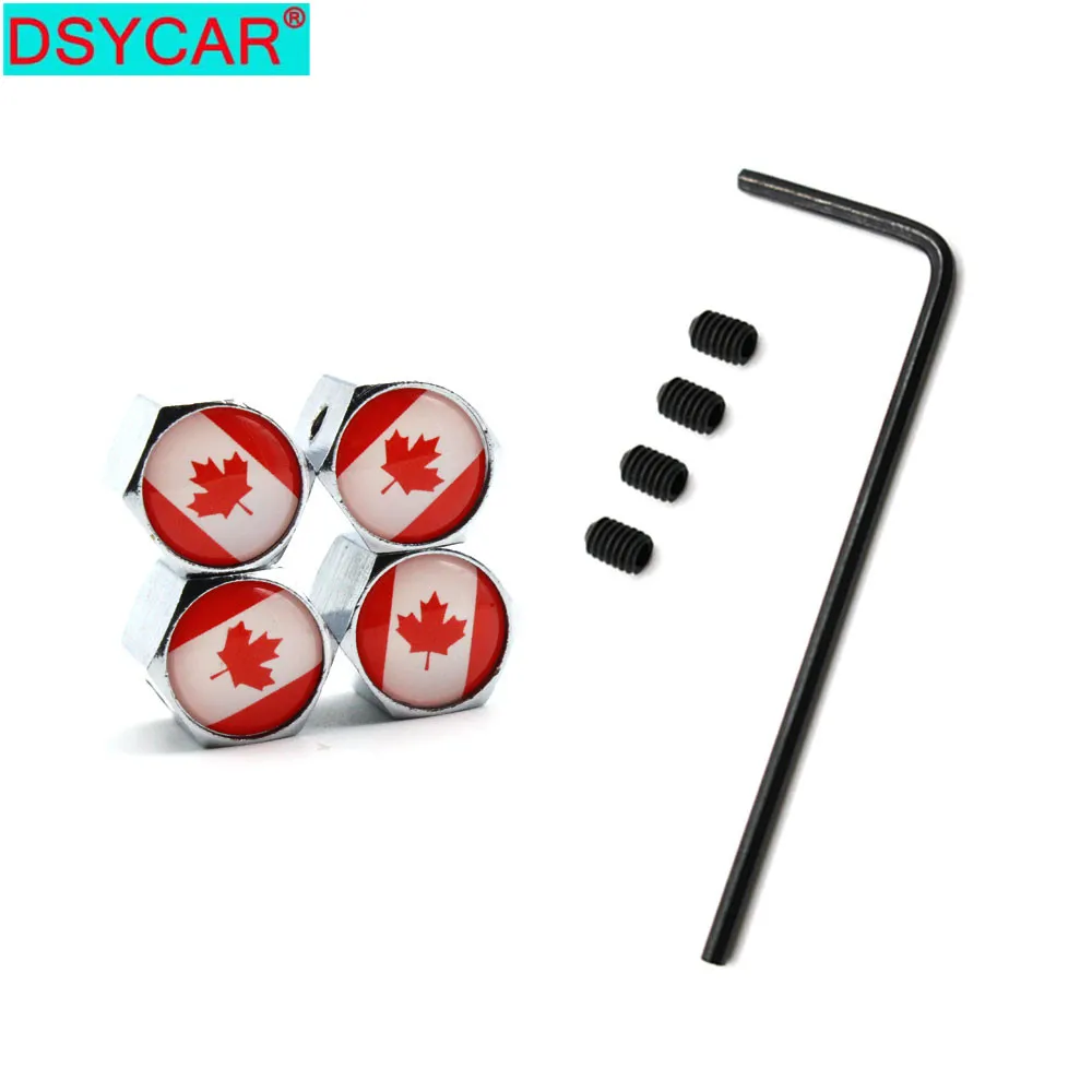 DSYCAR 1 комплект, автомобильный Стайлинг, цинковый сплав, противоугонная, Канада, национальный флаг, автомобильная шина, клапан, крышка s, колеса, шины, шток, воздушный колпачок, Герметичный C